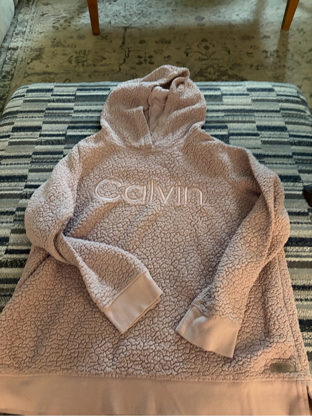 Calvin Klein Women's Sherpa Hoodie in Blush Pink